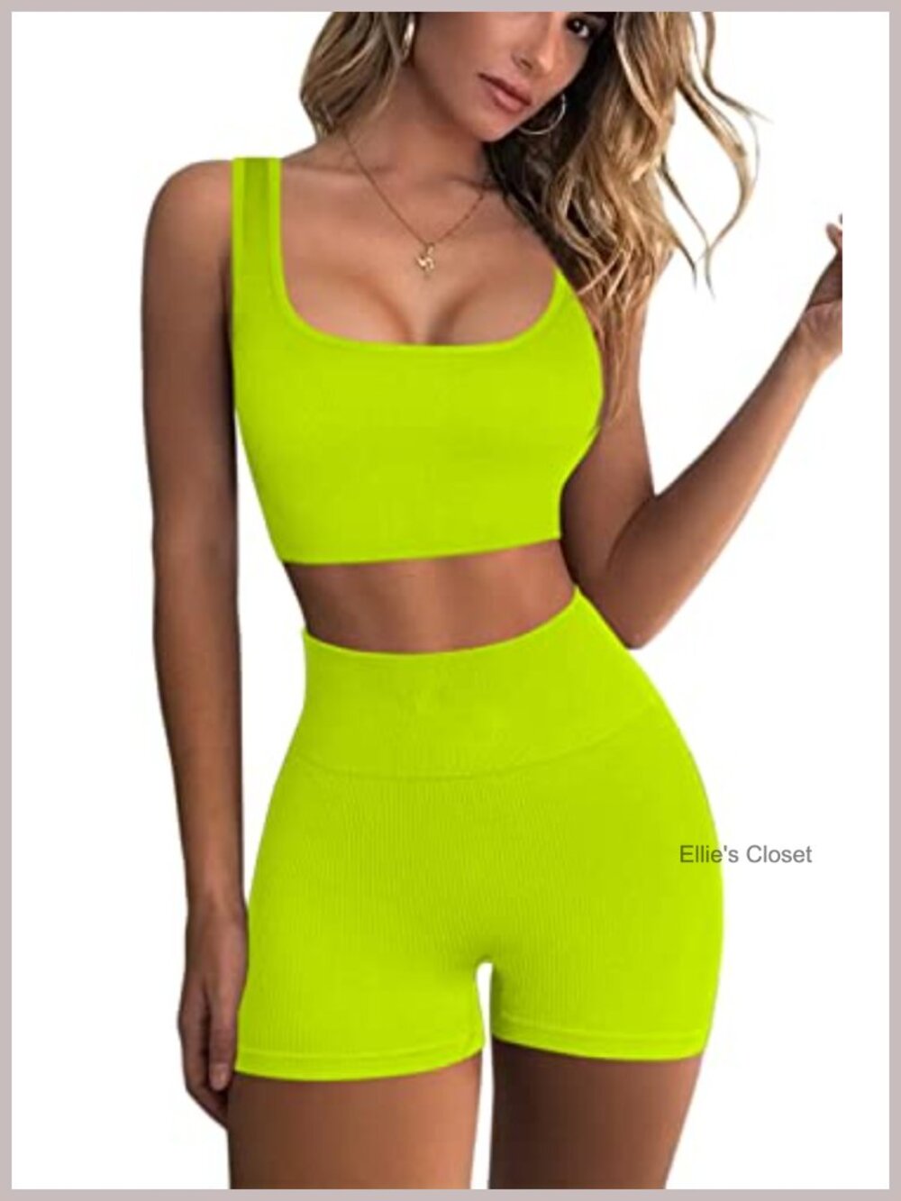 Women's 2 Piece Seamless Ribbed Crop Tank & High Waist Shorts Yoga Set